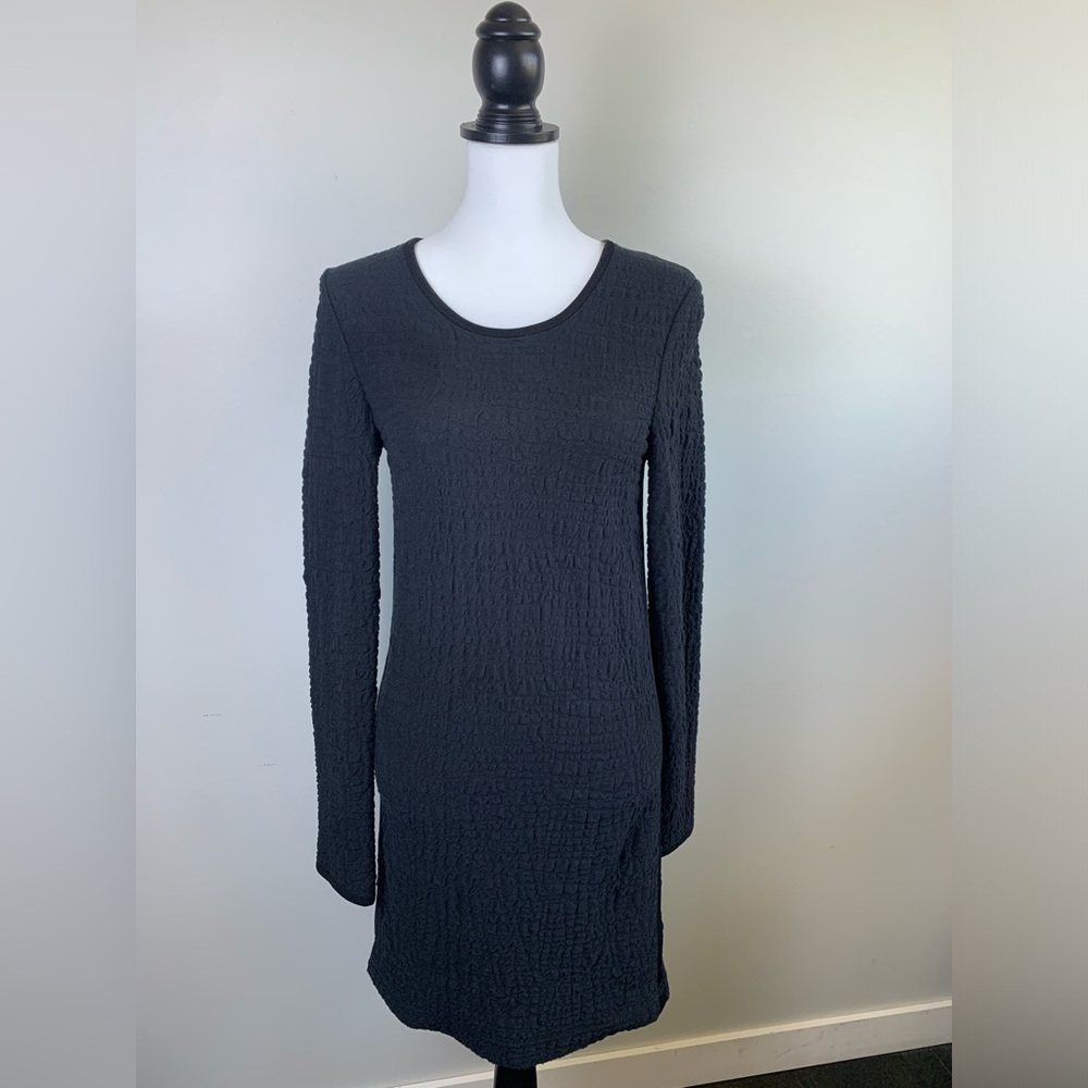 I R O Pucker Textured Slim Fit Black Knit Dress- Size 3 (US- small)